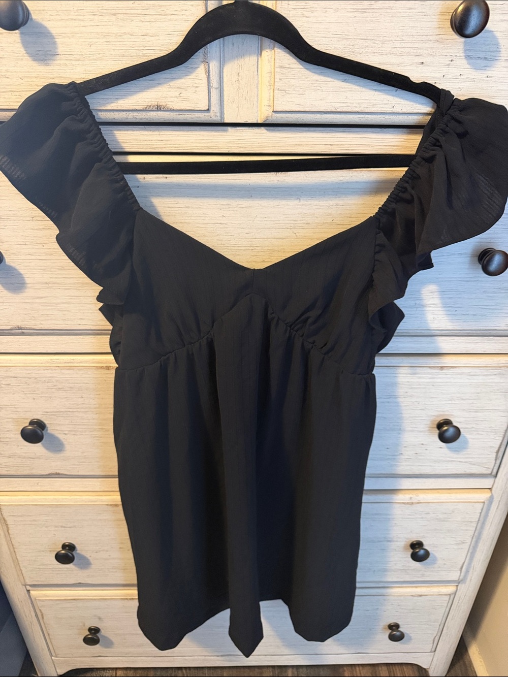 Black Ruffle Dress with bow tie back